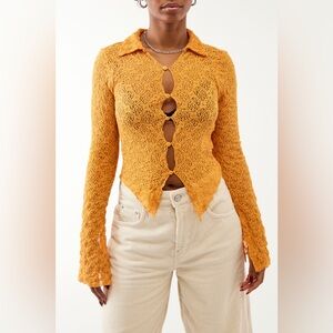 BDG Urban Outfitters Floral Lace Button-Up Top - Indie Boho Coquette Cardigan